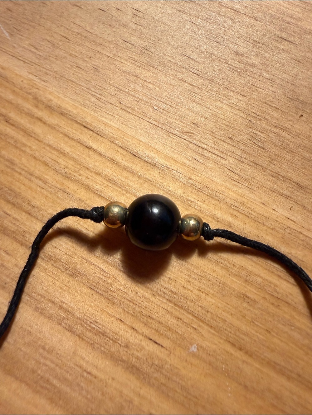 Delicate Black Bead Adjustable Cord Bracelet - Picture 2 of 2